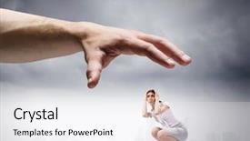  Presentation with employee relations - Beautiful theme featuring hand catching businesswoman professional relations backdrop and a sky blue colored foreground