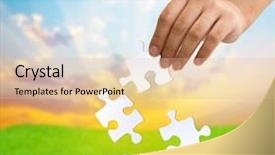  Presentation with problem solving - Audience pleasing PPT theme consisting of hand catching falling puzzle pieces backdrop and a lemonade colored foreground