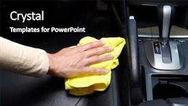  Presentation with car cleaning - Beautiful PPT theme featuring hand cleaning car seat backdrop and a black colored foreground