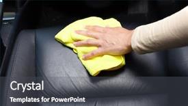  Presentation with car cleaning - Slide deck with colorful sunshades - umbrella different colors closeup background and a tawny brown colored foreground