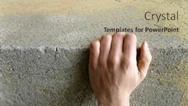  Presentation with concrete block - Slide deck enhanced with hand-clinging-to-a-concrete background and a mint green colored foreground