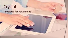  Presentation with car assembly line - Presentation theme with hand close-up on-line background and a lemonade colored foreground