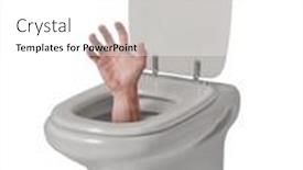  Presentation with toilet - Slide set enhanced with hand-coming-out-from-sanitary background and a white colored foreground