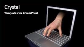  Presentation with computer hacker - Theme enhanced with hand coming through the computer background and a black colored foreground