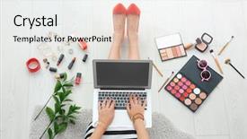  Presentation with home loan interest - Beautiful PPT layouts featuring hand computer - woman using laptop at home backdrop and a white colored foreground