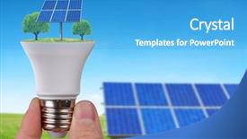  Presentation with solar light - Audience pleasing theme consisting of hand concept of green energy backdrop and a teal colored foreground