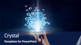  Presentation with human resources - Slide set consisting of hand cube - human resources concept background and a navy blue colored foreground