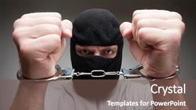  Presentation with juvenile criminal justice - Audience pleasing slides consisting of angry criminal locked in handcuffs backdrop and a violet colored foreground