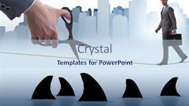  Presentation with risk - Audience pleasing theme consisting of hand-cutting-rope-in-business backdrop and a sky blue colored foreground