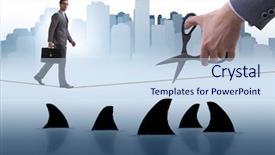  Presentation with risk - Beautiful presentation featuring hand cutting rope in business backdrop and a sky blue colored foreground