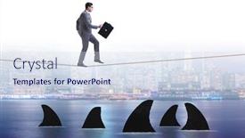  Presentation with risk - Audience pleasing slide deck consisting of hand cutting rope in business risk concept backdrop and a sky blue colored foreground