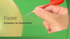  Presentation with balloon - Beautiful PPT theme featuring hand dart punctured balloon backdrop and a yellow colored foreground