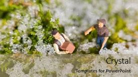  Presentation with man heart attact hand hold - Audience pleasing presentation theme consisting of hand delivering parcel to customer backdrop and a coral colored foreground