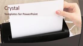  Presentation with shredder - Cool new presentation theme with hand destroying sheet of paper backdrop and a lemonade colored foreground