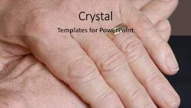  Presentation with married - Audience pleasing theme consisting of hand details of senior married man on black background backdrop and a coral colored foreground