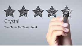  Presentation with evaluation - PPT theme enhanced with hand-draw-five-star-rating background and a light gray colored foreground