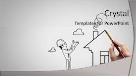  Presentation with funny - Cool new presentation theme with hand draw pencil caricature backdrop and a light gray colored foreground