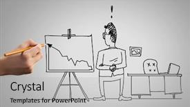  Presentation with funny - Cool new PPT theme with hand draw pencil caricature backdrop and a light gray colored foreground