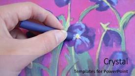  Presentation with crayon - Slides with hand-drawing-a-violet-flower background and a violet colored foreground