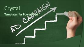 Presentation with campaign - Colorful presentation theme enhanced with hand-drawing-ad-campaign-inscription backdrop and a tawny brown colored foreground