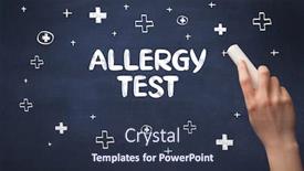  Presentation with medical hand - Presentation theme featuring hand-drawing-allergy-test-inscription background and a tawny brown colored foreground