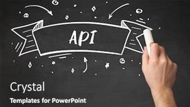  Presentation with chalk - Cool new presentation design with hand-drawing-api-abbreviation backdrop and a dark gray colored foreground