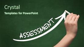  Presentation with assessment business - Presentation featuring hand-drawing-assessment-inscription background and a tawny brown colored foreground