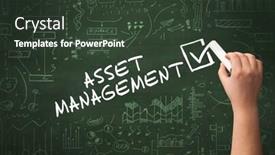  Presentation with asset management - Slide deck consisting of hand-drawing-asset-management-inscription background and a dark gray colored foreground