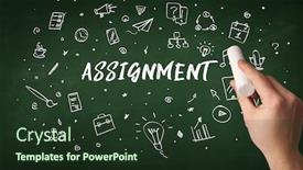  Presentation with chalk - Beautiful PPT theme featuring hand-drawing-assignment-inscription backdrop and a tawny brown colored foreground