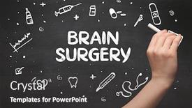  Presentation with medical brain - Audience pleasing slide deck consisting of hand-drawing-brain-surgery-inscription backdrop and a dark gray colored foreground