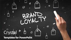  Presentation with brand loyalty - Cool new PPT theme with hand-drawing-brand-loyalty-inscription backdrop and a dark gray colored foreground