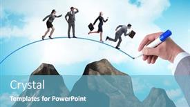  Presentation with bridge - Presentation theme consisting of hand-drawing-bridge-for-business background and a light blue colored foreground