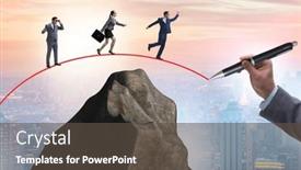  Presentation with bridge - Presentation theme enhanced with hand-drawing-bridge-for-businessman background and a dark gray colored foreground