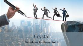  Presentation with bridge - Presentation theme enhanced with hand-drawing-bridge-for-businessman background and a light blue colored foreground