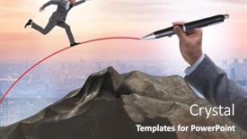  Presentation with bridge - Slide deck featuring hand-drawing-bridge-for-businessman background and a dark gray colored foreground