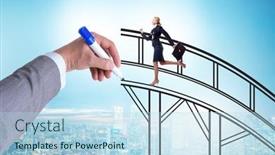  Presentation with bridge - PPT layouts with hand-drawing-bridge-in-business background and a light blue colored foreground