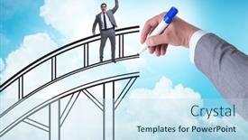  Presentation with bridge - PPT theme featuring hand-drawing-bridge-in-business background and a sky blue colored foreground