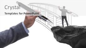  Presentation with bridge - Presentation theme consisting of hand-drawing-bridge-in-business background and a white colored foreground