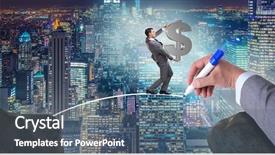  Presentation with bridge - Theme with hand drawing bridge under businessman background and a ocean colored foreground