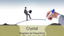  Presentation with hand drawn brush stroke design - Slide deck with hand drawing bridge under businessman background and a yellow colored foreground