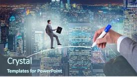  Presentation with hand drawn cartoon of sports - Theme having hand drawing bridge under businessman background and a  colored foreground