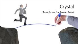  Presentation with hand drawn brush stroke design - Slide deck consisting of hand drawing bridge under businessman background and a  colored foreground