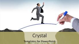  Presentation with bridge - Presentation theme consisting of hand drawing bridge under businessman background and a yellow colored foreground