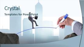  Presentation with bridge - PPT theme featuring hand drawing bridge under businessman background and a  colored foreground