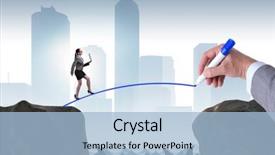  Presentation with bridge - Slides having hand drawing bridge under businesswoman background and a  colored foreground