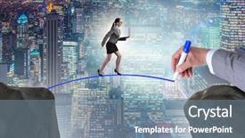  Presentation with hand drawn cartoon of sports - Colorful slide set enhanced with hand drawing bridge under businesswoman backdrop and a  colored foreground