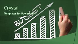  Presentation with budget - Theme consisting of hand-drawing-budget-inscription background and a tawny brown colored foreground