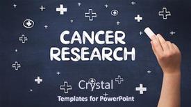  Presentation with medical hand - Slide set enhanced with hand-drawing-cancer-research-inscription background and a tawny brown colored foreground