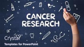  Presentation with medical hand - Audience pleasing presentation consisting of hand-drawing-cancer-research-inscription backdrop and a ocean colored foreground