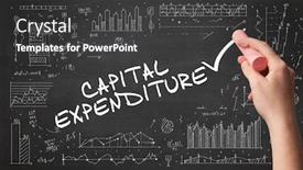  Presentation with expenditure - Beautiful PPT theme featuring hand-drawing-capital-expenditure-inscription backdrop and a dark gray colored foreground